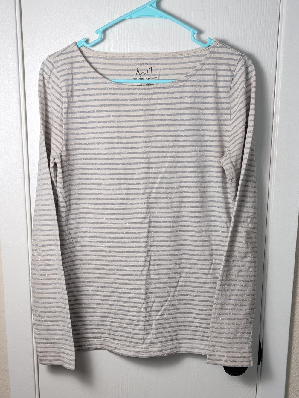 J.Crew Medium Artist T Ladies Silver Striped Tshirt M